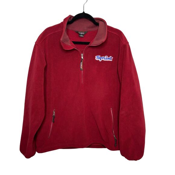 LL Bean 1/4 Zip Heavyweight Pullover Polar Fleece Jacket Red L - Picture 1 of 9
